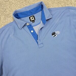 FootJoy Polo Shirt Mens XL Blue Short Sleeve Pullover Geographic Stretch‎ READ